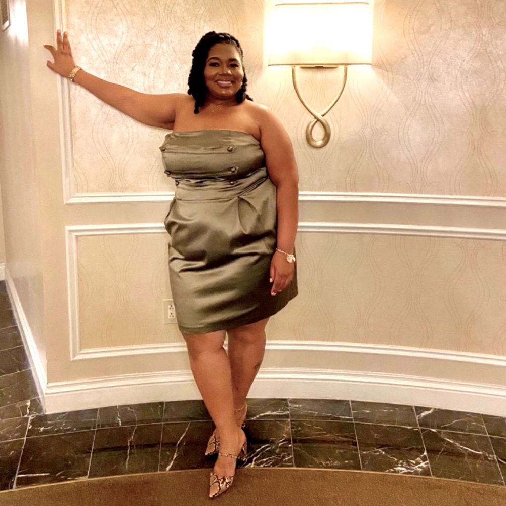 Olive Green Strapless Ashley Stewart Dress